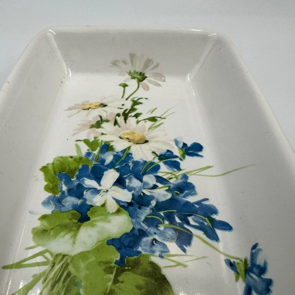 Vintage American Airlines Hall China Co Floral‎ Tray C Klein Violets Daisies USA